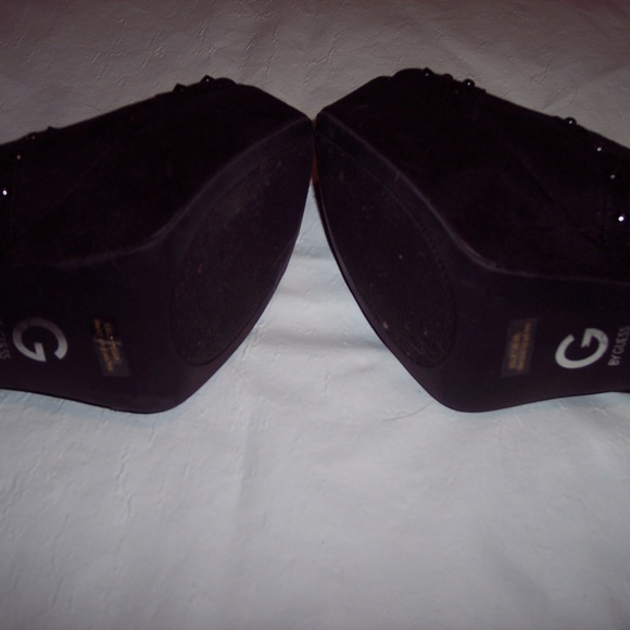 Guess Black Studded Suede Leather Ankle Boots 11M - Picture 7 of 7